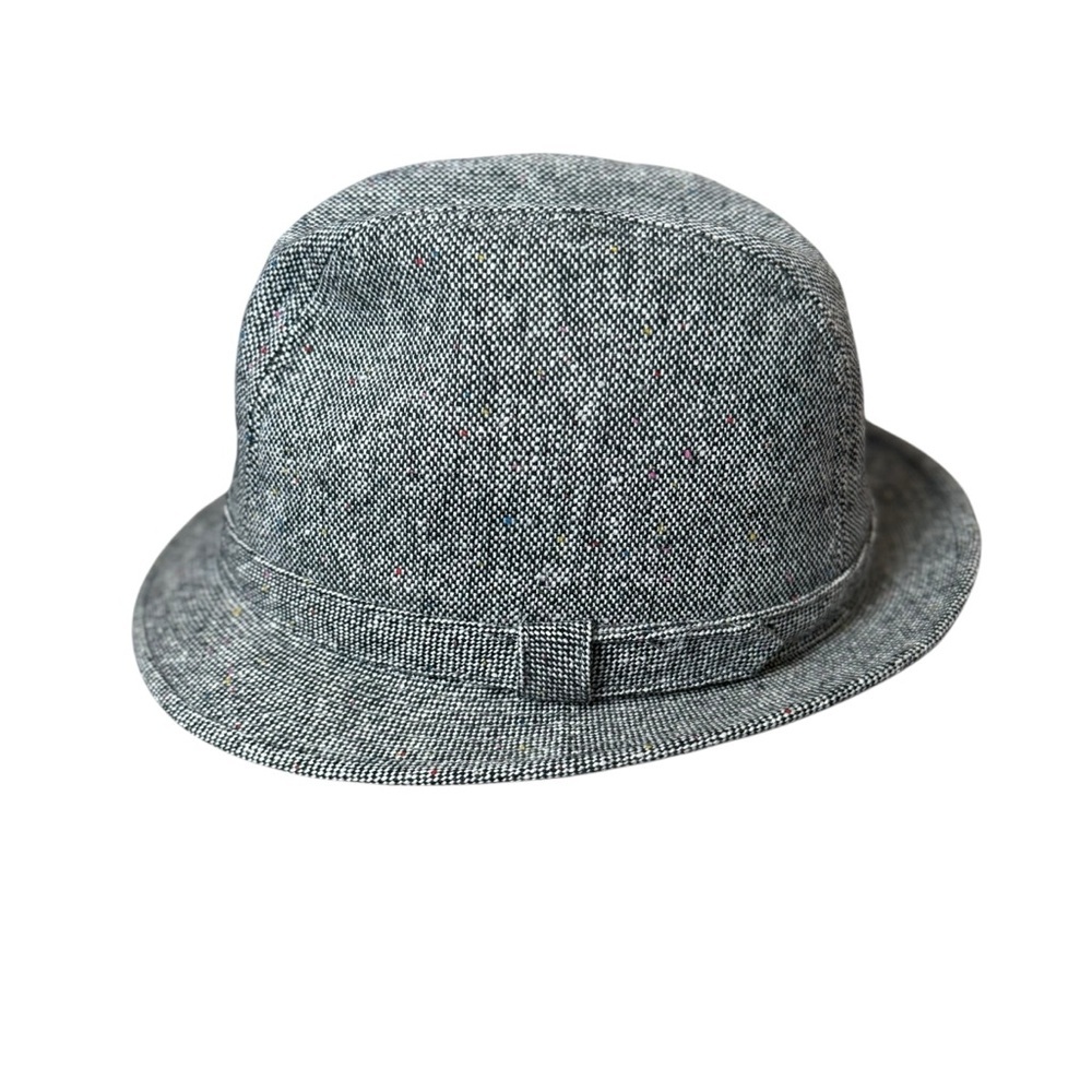 Dorfman Pacific Fedora Hat Mens L Gray Flecked Tweed Wool Blend Grandpa Classic